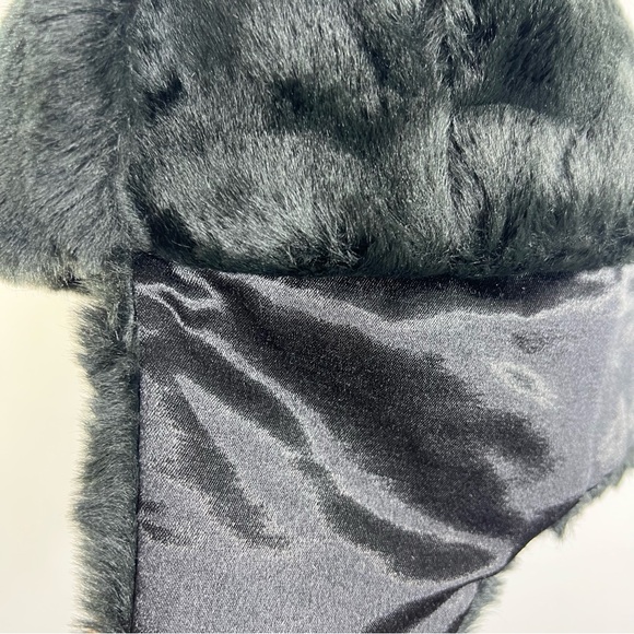 Y2K Canadian made black faux fur warm Yukon trapper winter ear flap hat 7 1/8 - Picture 8 of 13